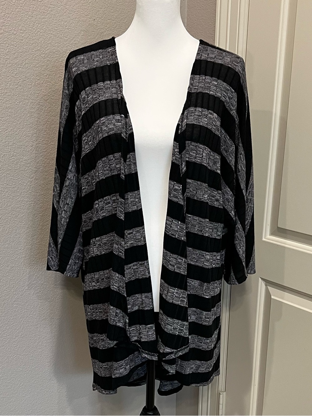 LuLaRoe Lindsay - Black & Gray Stripes